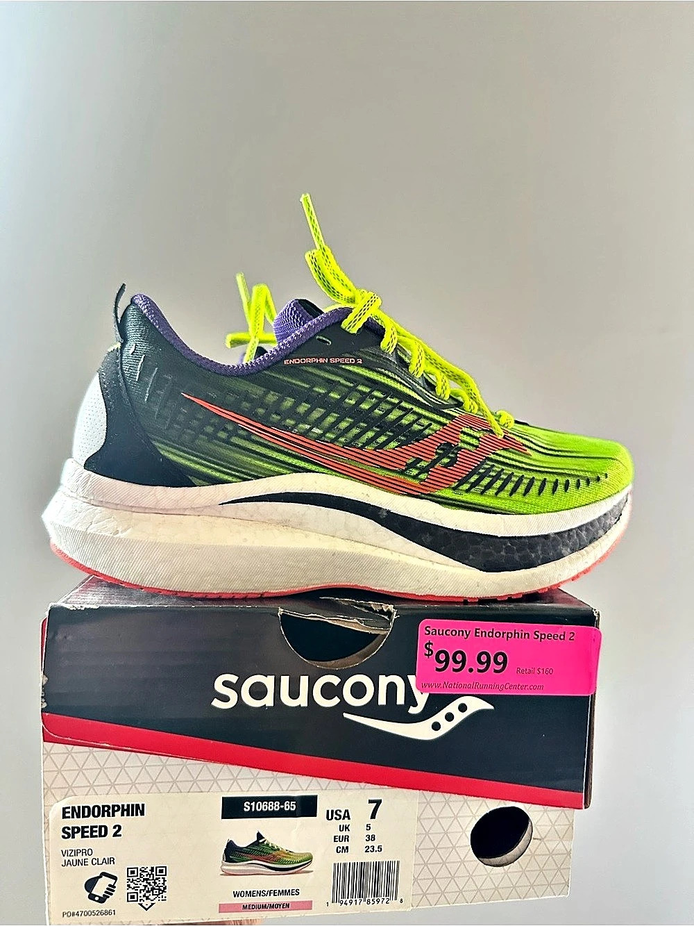Saucony Endorphin Speed 2 Athletic Shoes US 7 Green & Black